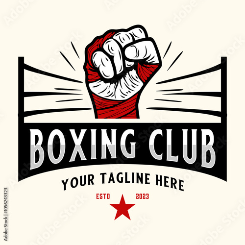 boxing logo design. with boxing gloves and boxer icon, for boxer club
