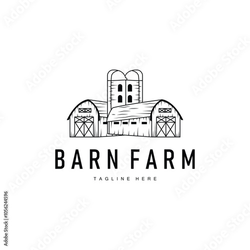 Farm barn logo vector warehouse simple minimalist vintage old village templet illustration