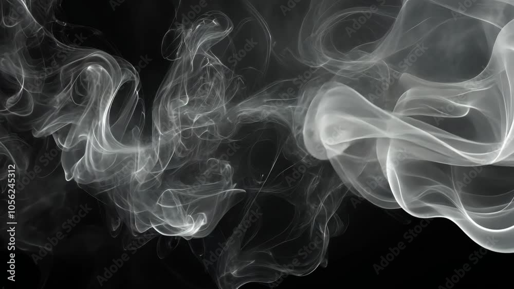 White smoke swirls against a black background White smoke swirls against a black background