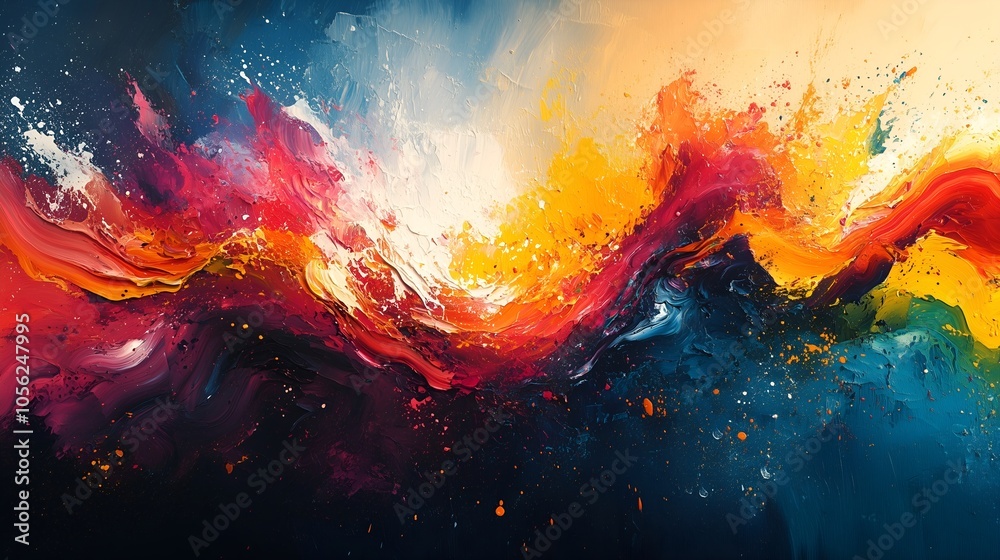 Vibrant abstract art showcasing colorful waves and textures with contrasting hues - Desktop wallpaper Vibrant abstract art showcasing colorful waves and textures with contrasting hues - Desktop wallpaper