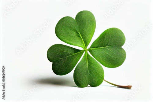 small four-leaf green clover isolated on white background