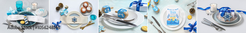 Collage of festive table se...