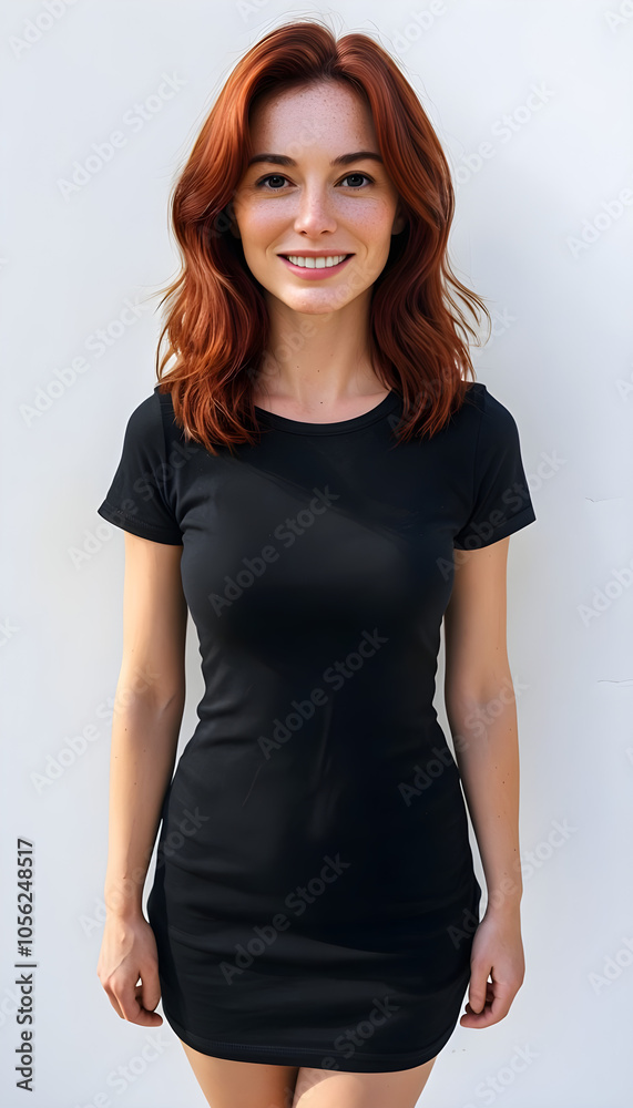 Woman With Red Hair In Black Dress Woman With Red Hair In Black Dress