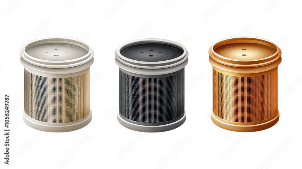 Set of industrial filtration systems with intricate details, showcasing advanced designs, isolated on transparent PNG background Set of industrial filtration systems with intricate details, showcasing advanced designs, isolated on transparent PNG background