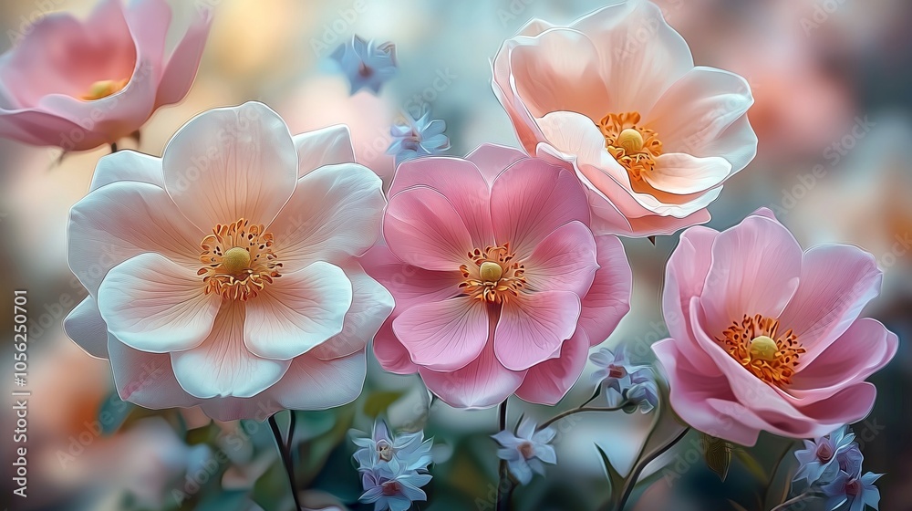 A Serene Display of Delicate Pink and White Blossoms in Nature A Serene Display of Delicate Pink and White Blossoms in Nature