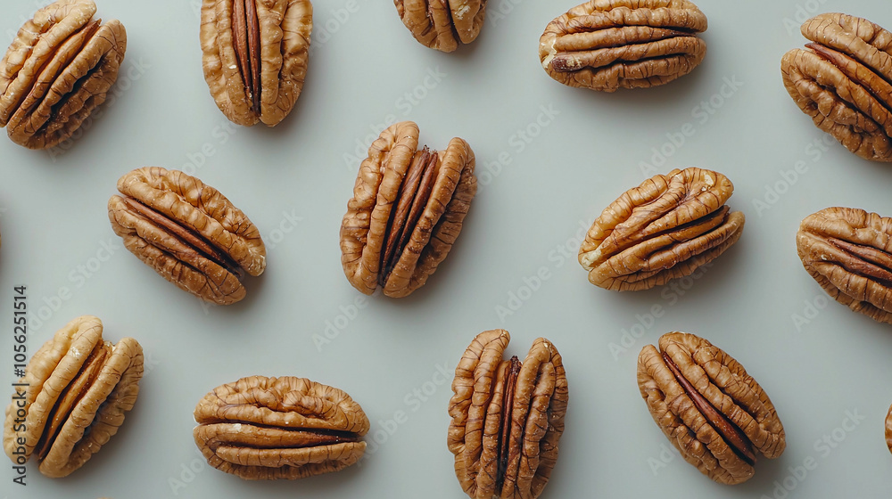 Overhead Arrangement of Whole Pecans in Minimalist Pattern Overhead Arrangement of Whole Pecans in Minimalist Pattern