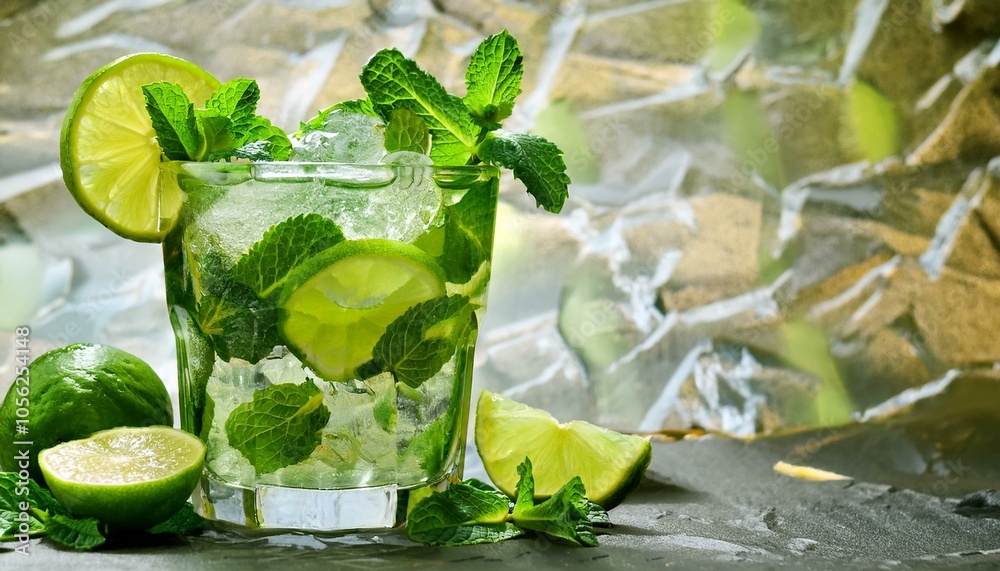 Refreshing lime drink with mint
