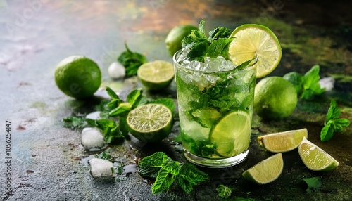 Refreshing lime drink with mint