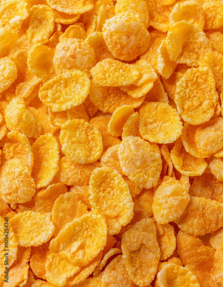 Close-up of golden corn flakes Close-up of golden corn flakes