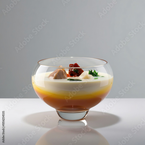 Glass Sculpture of Kiri Hodi (Milk Curry) with Creamy Gradient and Intricate Details, Elegant Art Display, Generative AI photo