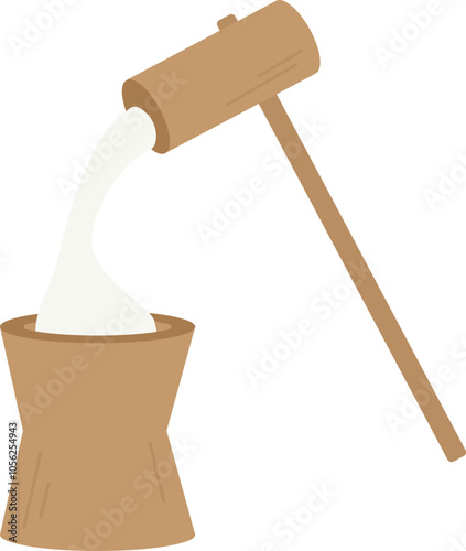 Mochitsuki Mochi Making Pounding Japanese culture icon.