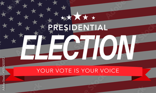 Banner template for US Presidential Election day with American flag, Vote 2024 in USA, Presidential Election Campaign 2024, USA debate of president voting