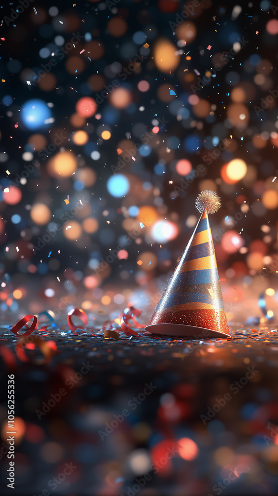 background a festive celebration hat with colors and decorations suitable for birthdays and new year's parties