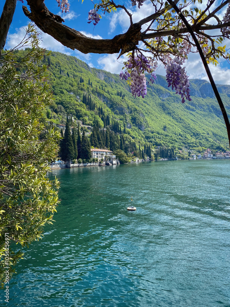Beautiful Villa Monastero at eastern shore of Lake Como at springtime