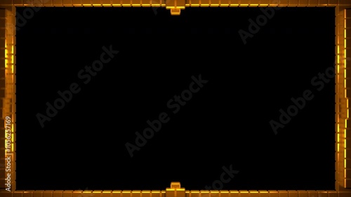 Seamless webcam borders. Animated gold cube. Frame for live streaming. Overlay with alpha channel.