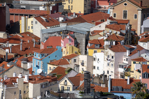 Colorful Lisbon city buildings and roofs