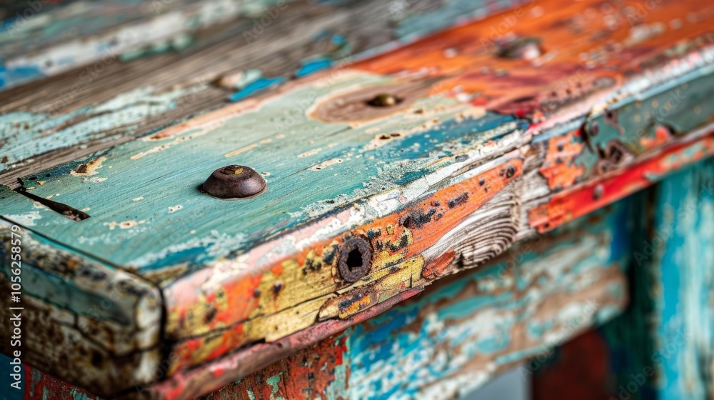 A closeup of a handmade piece of furniture showcasing the possibilities of upcycling old and discarded materials into functional and stylish pieces.