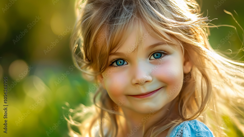 Female portrait of charming child of three years with a beautiful smile Female portrait of charming child of three years with a beautiful smile