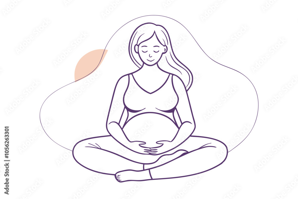 Artistic Line Drawing of a Cross-Legged Pregnant Woman: A Celebration of Pregnancy Artistic Line Drawing of a Cross-Legged Pregnant Woman: A Celebration of Pregnancy