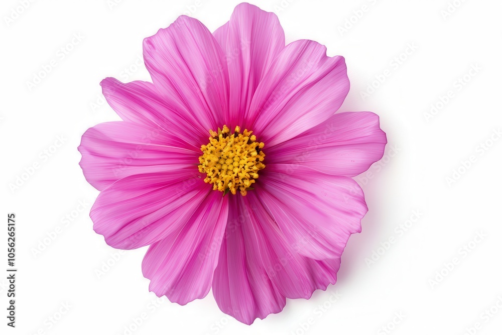 Pink cosmos flower on white background space for text Pink cosmos flower on white background space for text