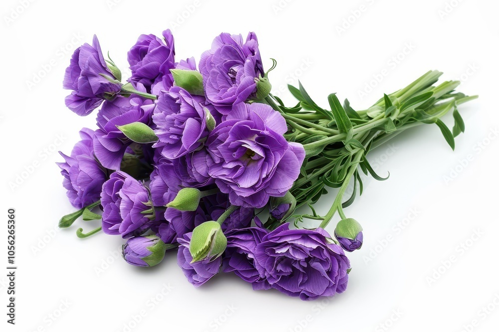 Purple Lisianthus bouquet on white background Purple Lisianthus bouquet on white background