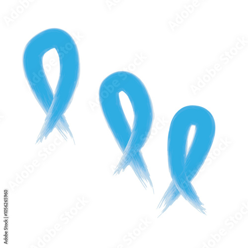 Set of 3 blue awareness ribbon icons, simple icon illustration - Child abuse awareness.