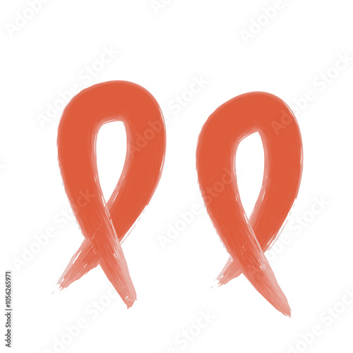 Set of 4 red awareness ribbon icons, simple icon illustration - Multiple Sclerosis, drunk driving prevention, drug prevention, HIV/AIDS awareness.