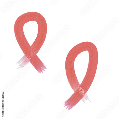 Set of 4 red awareness ribbon icons, simple icon illustration - Multiple Sclerosis, drunk driving prevention, drug prevention, HIV/AIDS awareness.