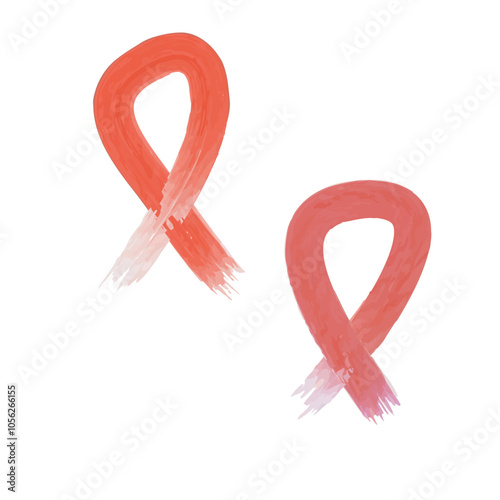 Set of 4 red awareness ribbon icons, simple icon illustration - Multiple Sclerosis, drunk driving prevention, drug prevention, HIV/AIDS awareness.