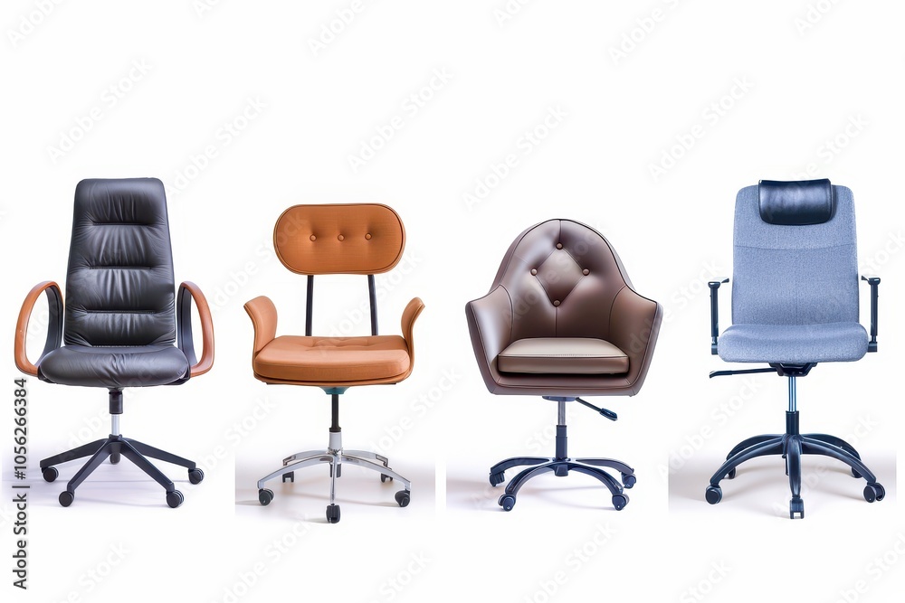 Various office chairs on white background for banner design Various office chairs on white background for banner design