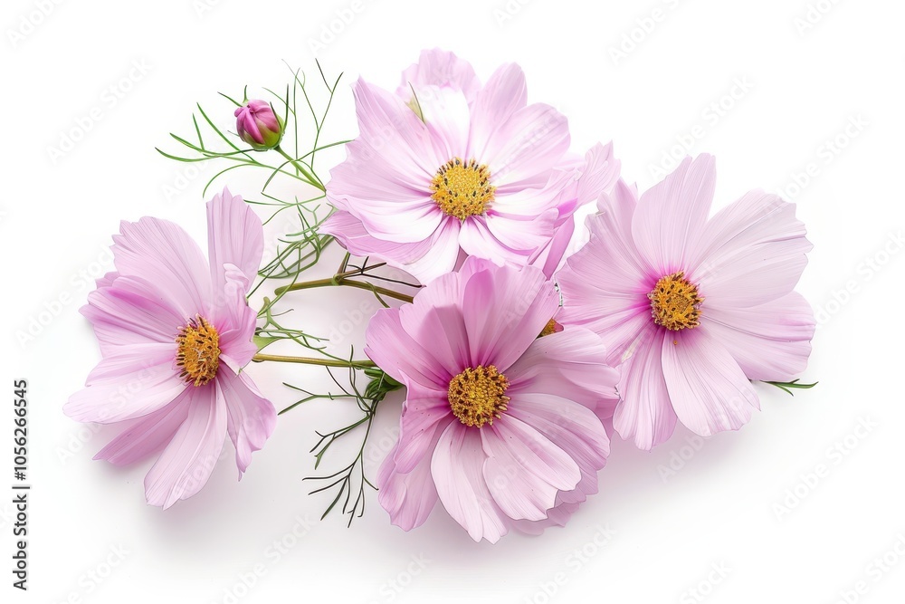 White flower bouquet isolated in cosmos branch