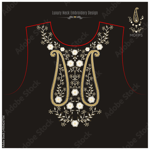 Exclusive Luxury Neck Neck Embroidery Design