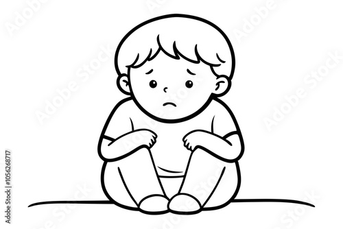 Capturing Childhood Emotions Sad Toddler Boy Sitting on the Floor