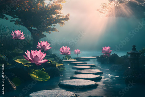 the most peaceful place with lotus