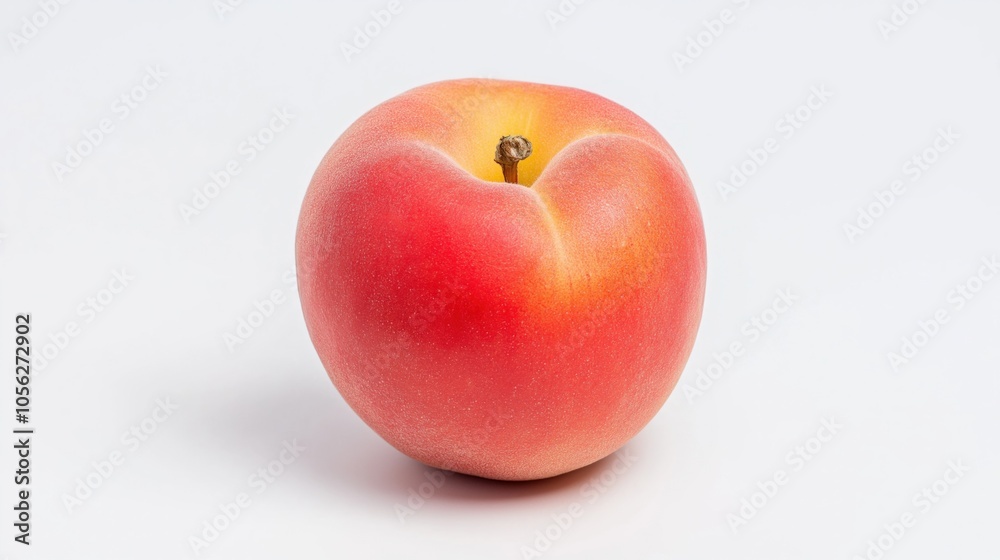 Ripe peach with soft blush on white background Ripe peach with soft blush on white background
