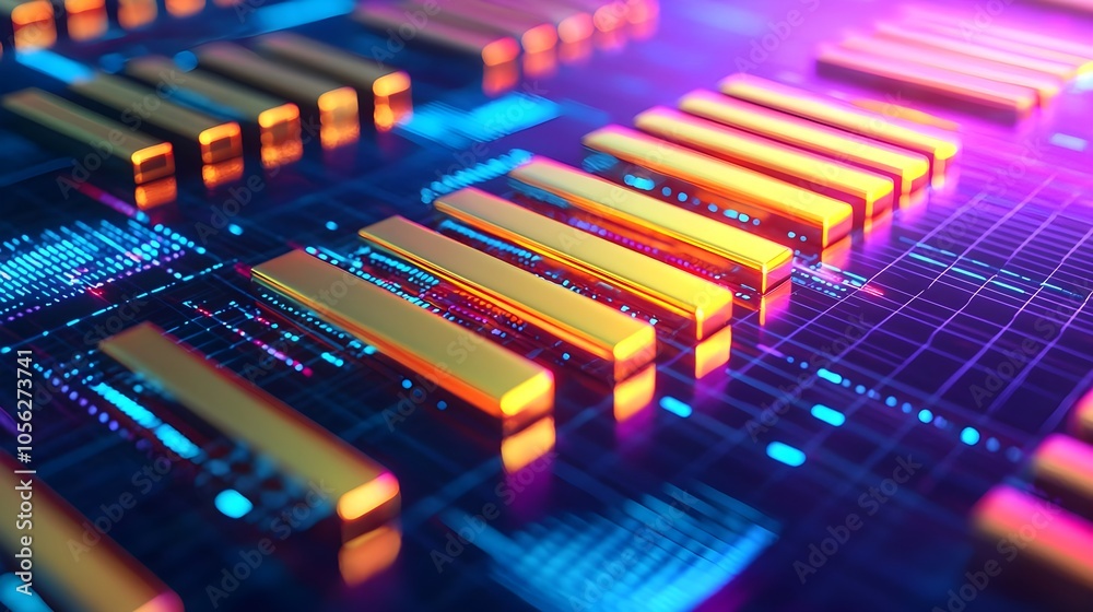Abstract Neon Gold Bars Abstract Neon Gold Bars