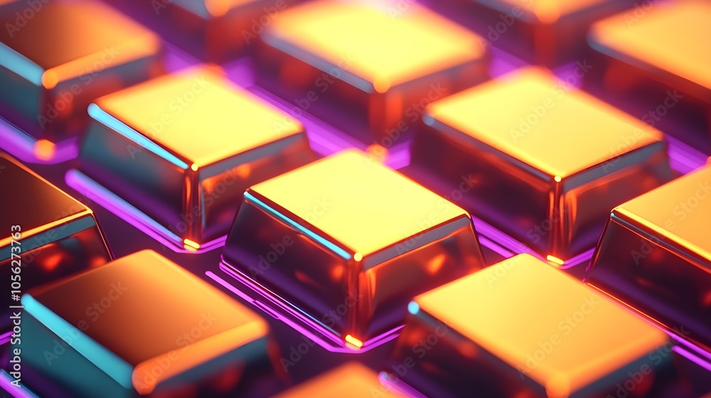 Abstract Neon Cubes Background Abstract Neon Cubes Background