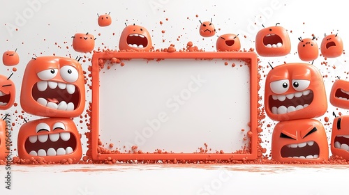 Scary toothy stickers with empty frame