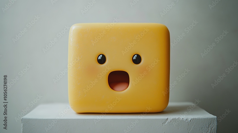 square yellow smiley in horror and fear emotion square yellow smiley in horror and fear emotion