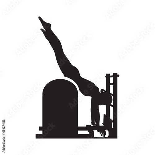Yoga & Pilates Reformer Studio Woman Silhouette, Pilates Woman Vector