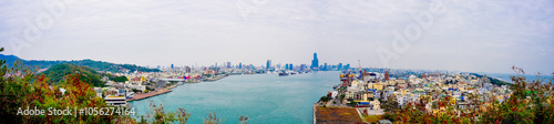 Kaohsiung, Taiwan, Republic of China, 01 25 2024: The landscape of Cijin island, lighthouse and cihou fort	 photo