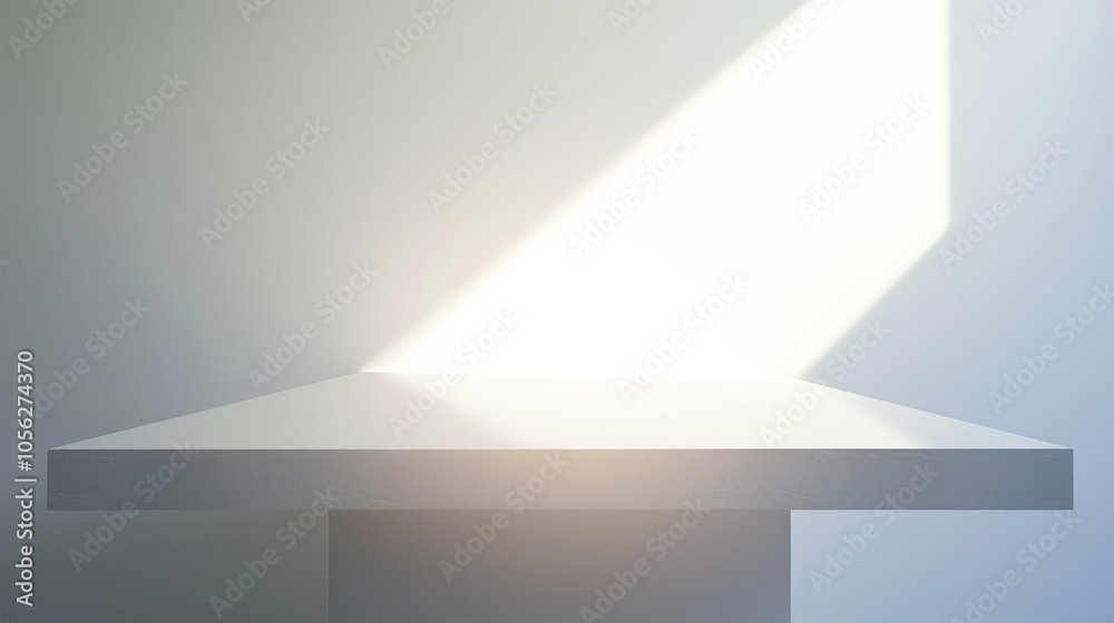 An Empty White Table with Bright Light for Product Display An Empty White Table with Bright Light for Product Display
