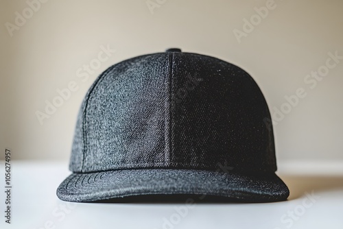 Dark grey snapback cap trendy casual wear mockup photo