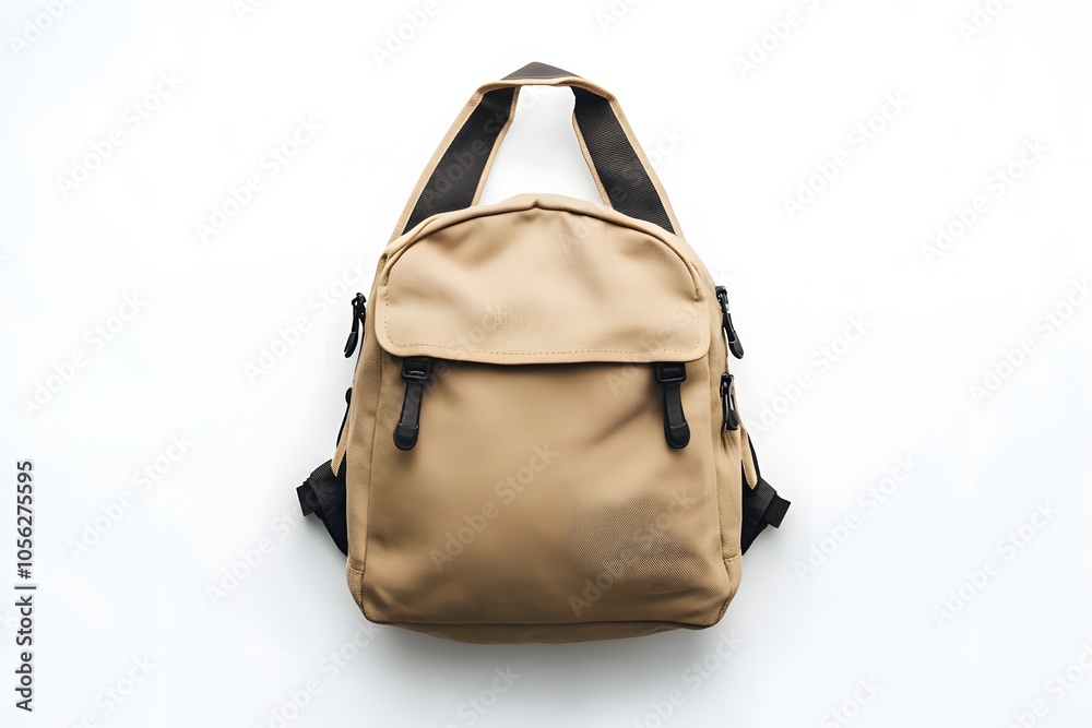 Naklejka premium Sand beige backpack neutral casual fashion mockup