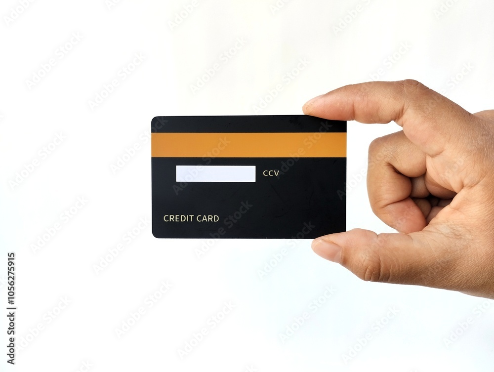 Hand Holding Black Credit Card isolated on white background Hand Holding Black Credit Card isolated on white background