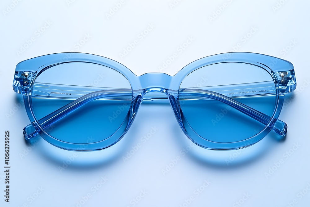 Fototapeta premium Clear blue acetate sunglasses trendy minimalist fashion mockup
