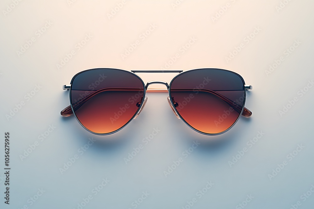 Brown gradient lens titanium sunglasses high-end fashion mockup Brown gradient lens titanium sunglasses high-end fashion mockup