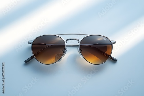 Brown gradient lens titanium sunglasses high-end fashion mockup