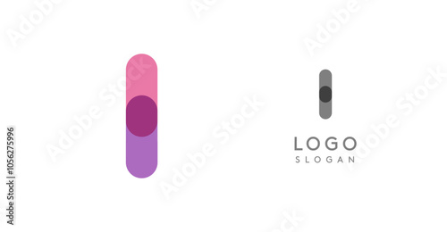 Soft rounded trendy logo, geometric colorful letter I with a modern tech feel, playful monogram design for corporate identity, creative branding, logotype template. Vector logotype