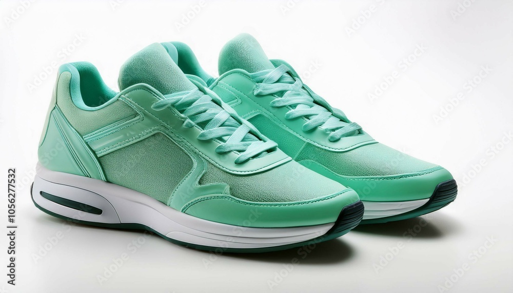 a pair of mint green sneakers, isolated on white a pair of mint green sneakers, isolated on white